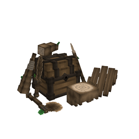 Minecraft Wooden Tools | Blockbench, voxel model preview
