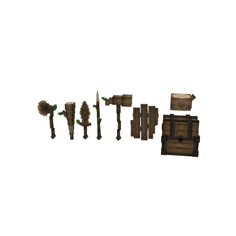 Minecraft Wooden Toolset | Blockbench, voxel model preview