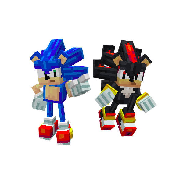 Minecraft Sonic & Shadow Recreation, voxel model preview