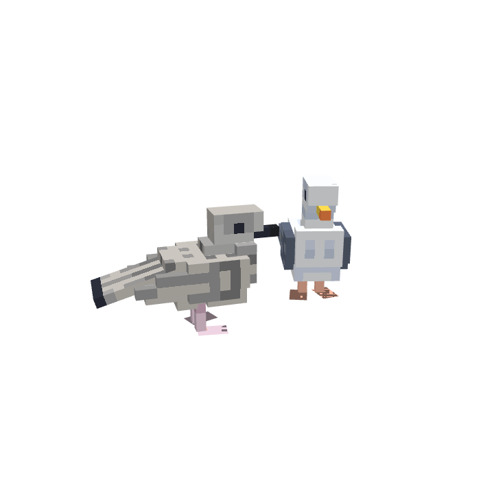 Herring Gull and juvenile, voxel model preview
