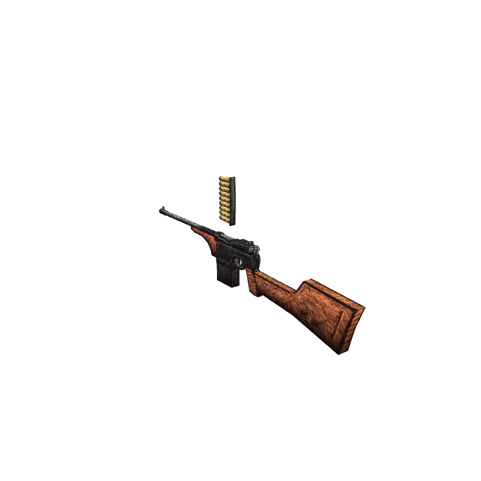 Mauser C96 "Trench Magnum" Carbine, voxel model preview