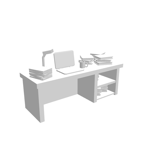 Office desktop without texture, voxel model preview