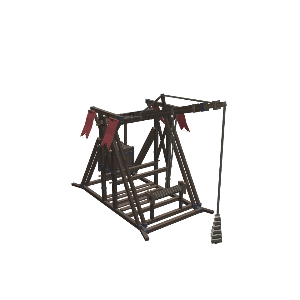 Trebuchet Catapult, voxel model preview