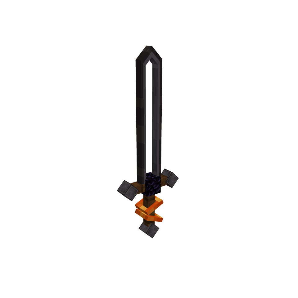 Netherite Sword 3d, voxel model preview