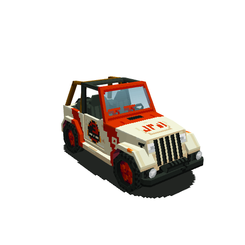 Jurassic Park Jeep, voxel model preview