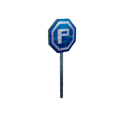 Low Poly Parking Sign, voxel model preview