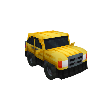 Yellow Low Poly Sedan, voxel model preview