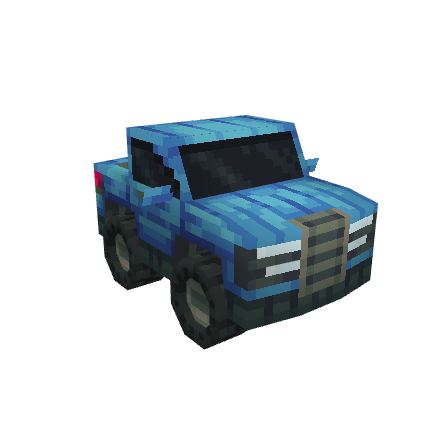 Blue Low Poly Pick-Up Truck, voxel model preview