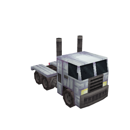 White Low Poly Semi Truck, voxel model preview