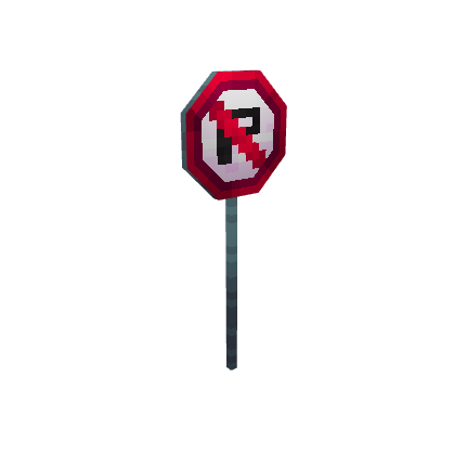 Low Poly No Parking Sign, voxel model preview