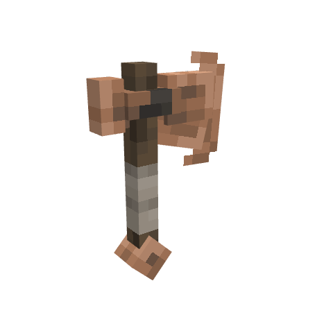 (Shoddy) Old Copper Axe, voxel model preview