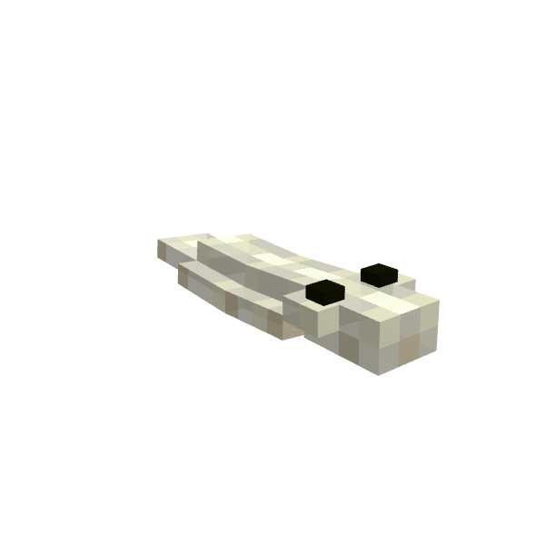 Milk White Planarian Flat Worm, voxel model preview