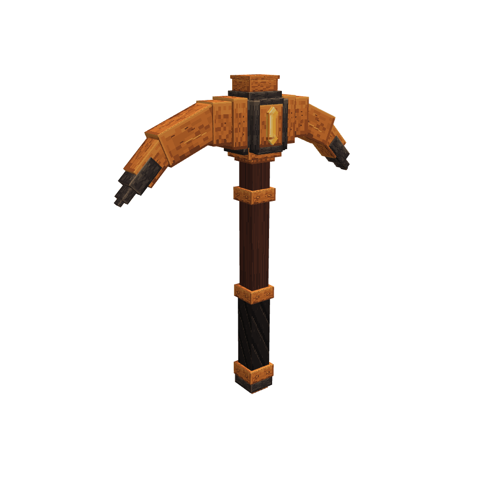 Copper Amber pickaxe, voxel model preview