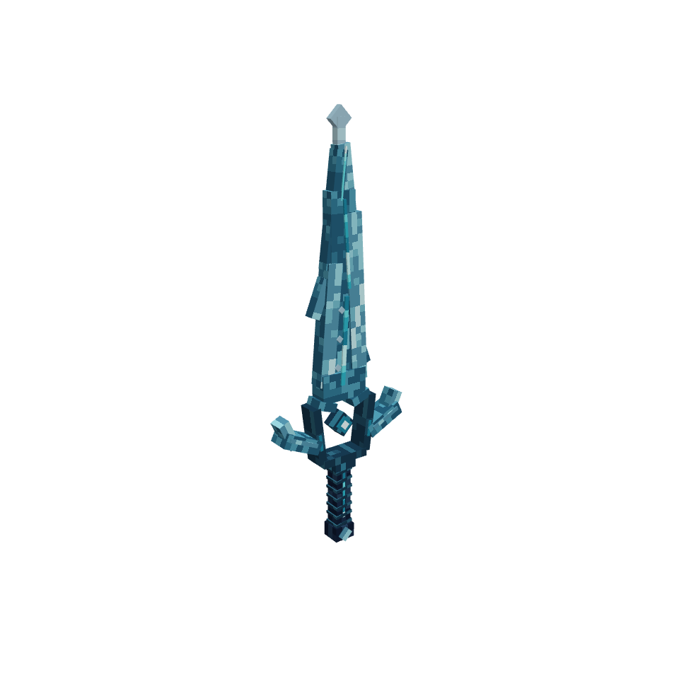 Frostbound Sword Item, voxel model preview