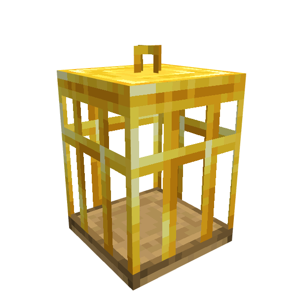 Gold cage for parrot, voxel model preview