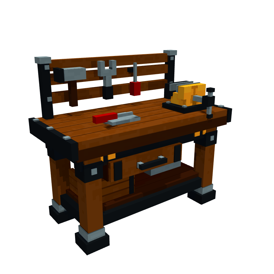 Hytale Industrial Bench, voxel model preview