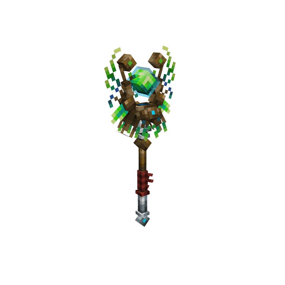 Jungle Staff, voxel model preview
