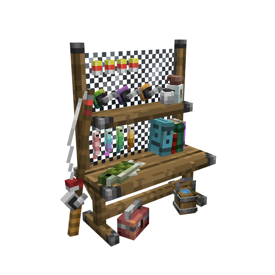 Fishing desk, voxel model preview