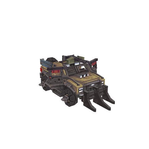 Off-road pickup truck wasteland modified version, voxel model preview