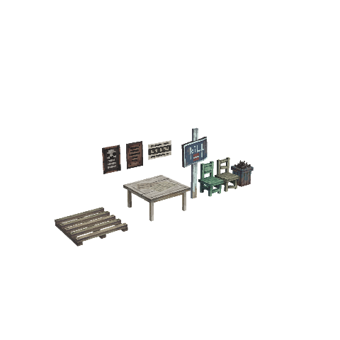 shabby items, voxel model preview