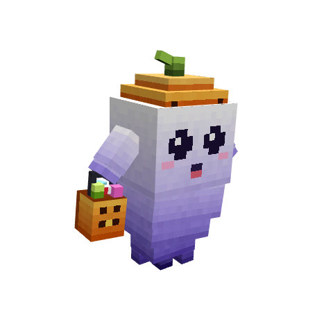 Halloween Ghost Pumpkin Pail, voxel model preview