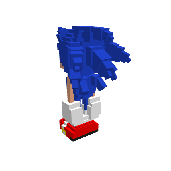 blocky sonic the hedgehog, voxel model preview