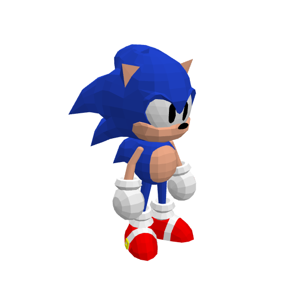 Fleetway Sonic Model Low Poly, voxel model preview