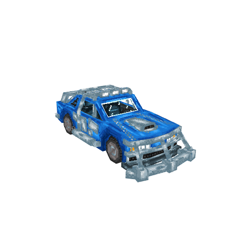 Armored sports car, voxel model preview